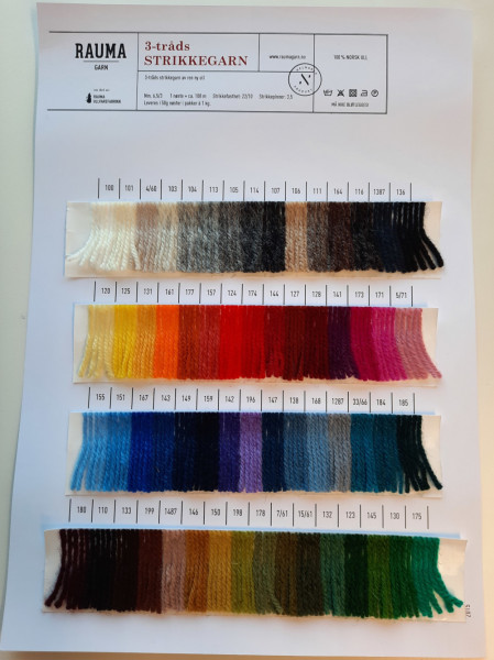 Rauma Farbkarte - 3-tråds strikkegarn